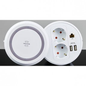 듀얼 멀티 회전 콘센트 (무선충전, USB) (BID-221W)